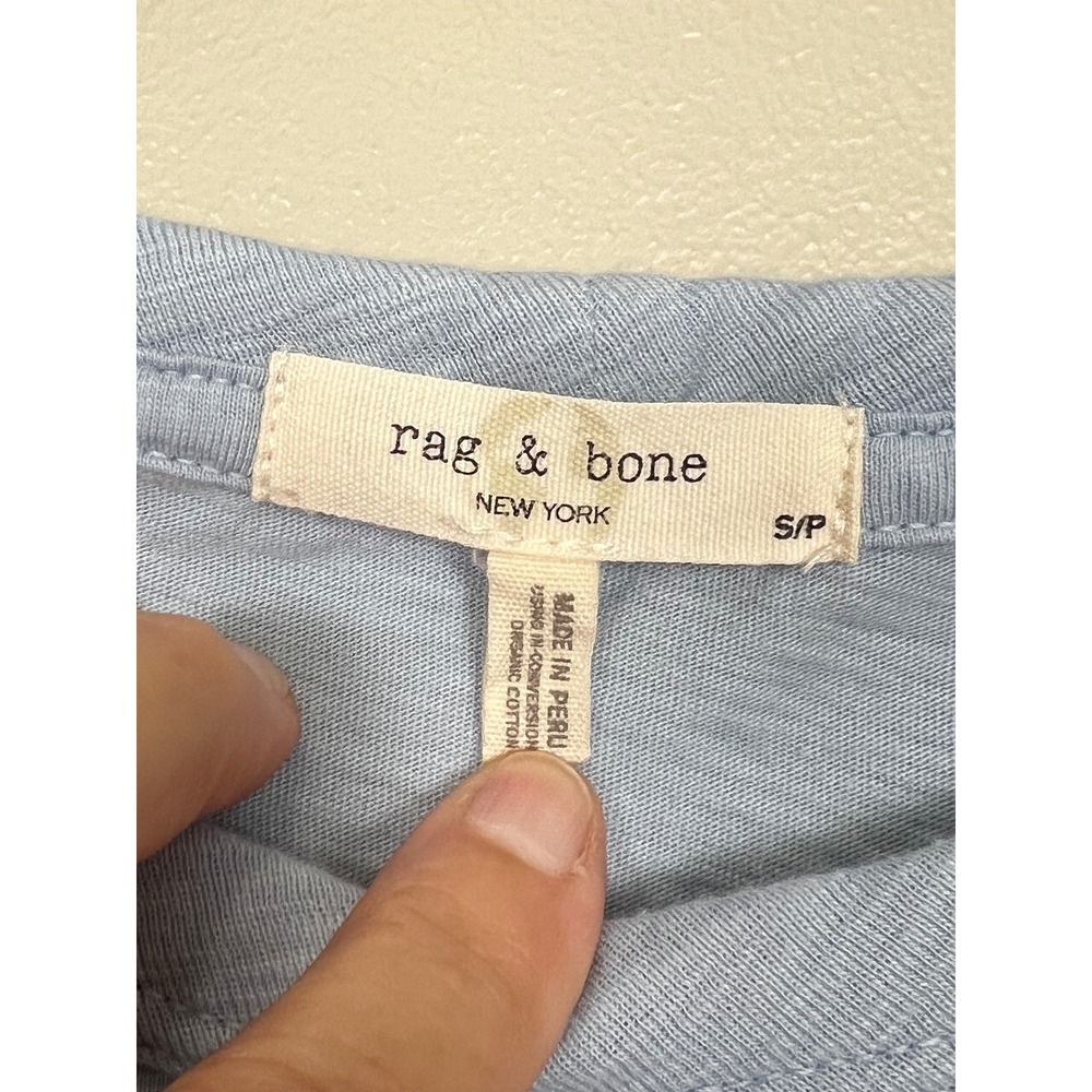 Rag & Bone New York Womens Blue Organic Pima Cotton Long Sleeve Tee Shirt Small - Picture 3 of 9
